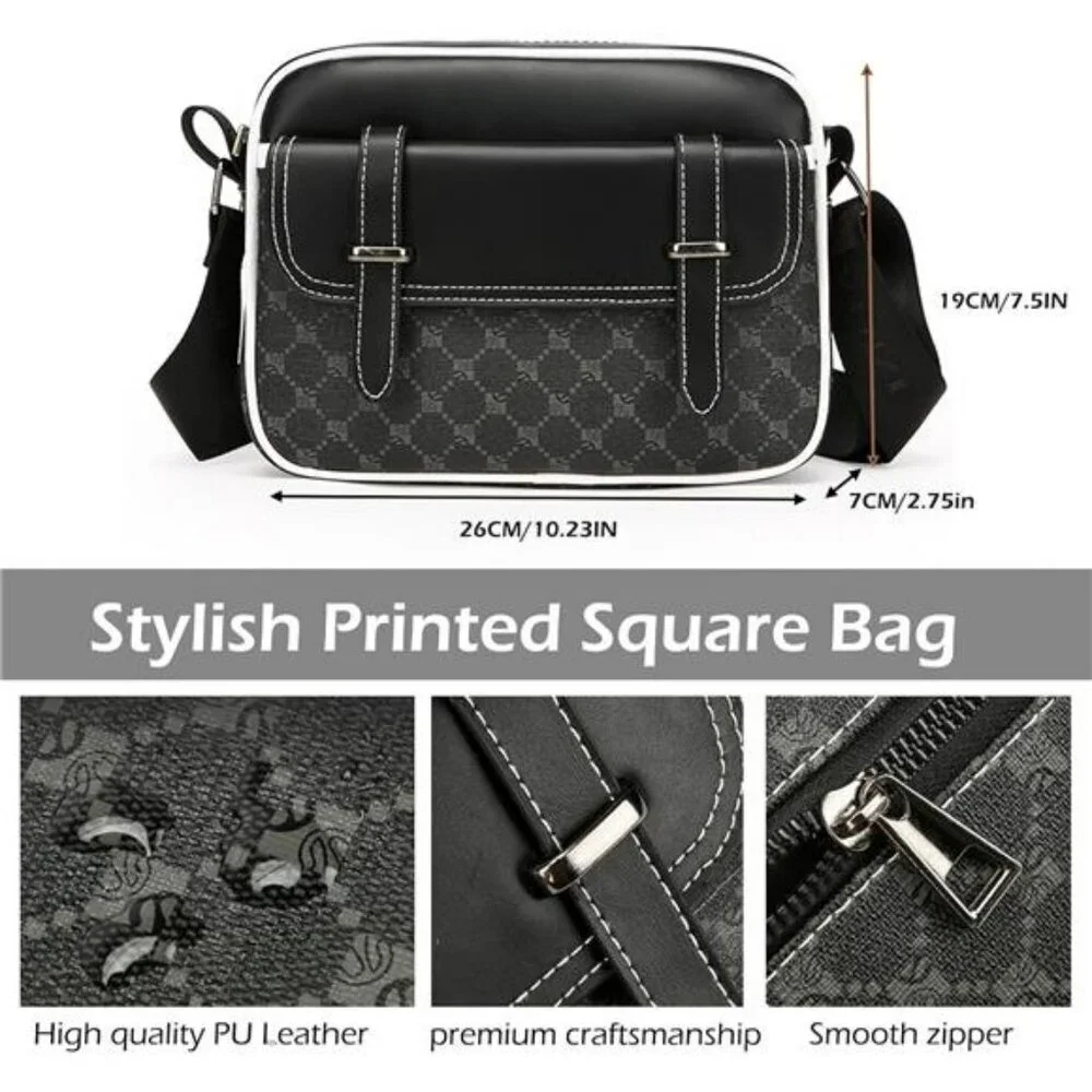 Mens Crossbody Bag PU Leather Shoulder Messenger Bag Travel Work Daily Purse